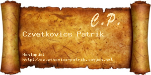 Czvetkovics Patrik névjegykártya